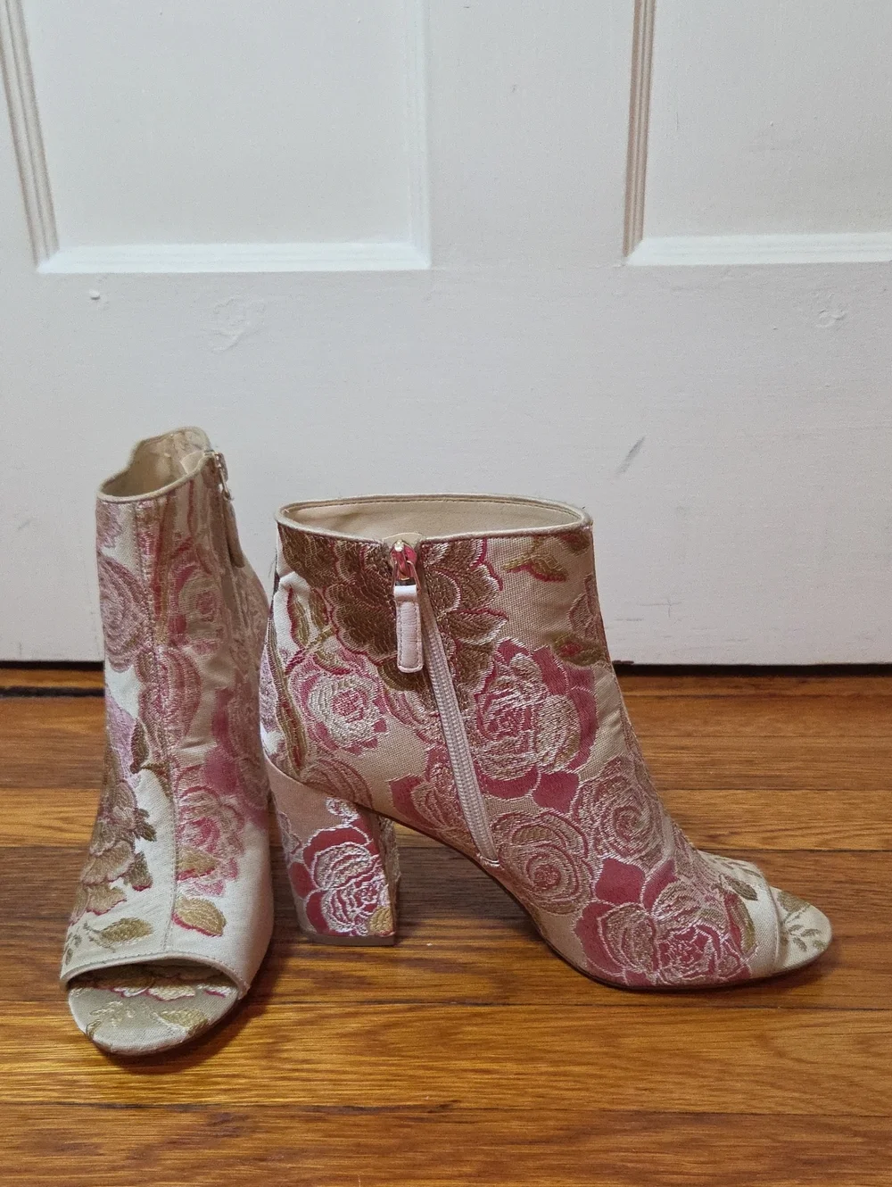 Nine West Vintage Floral Haywood Open-Toe Heel Boots